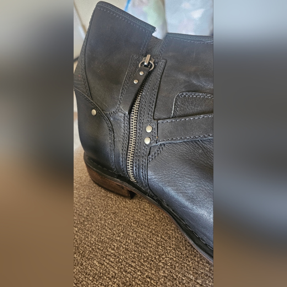 UGG Women's Black Leather Moto Boots - Picture 11 of 11